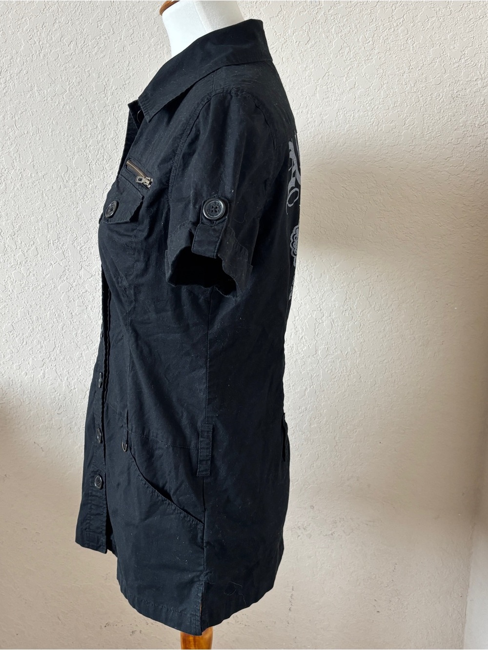 Abbey Dawn by Avril Lavigne Y2K  Rare Black Button Up Shirt Grunge Punk Large - Picture 4 of 5